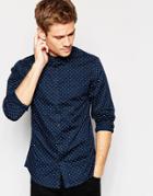 Selected Homme Shirt With All Over Bird Print - Navy