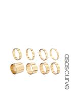 Asos Curve Pack Of 8 Smooth Rings - Gold