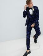 Twisted Tailor Super Skinny Tuxedo Suit Pants In Flocking - Blue