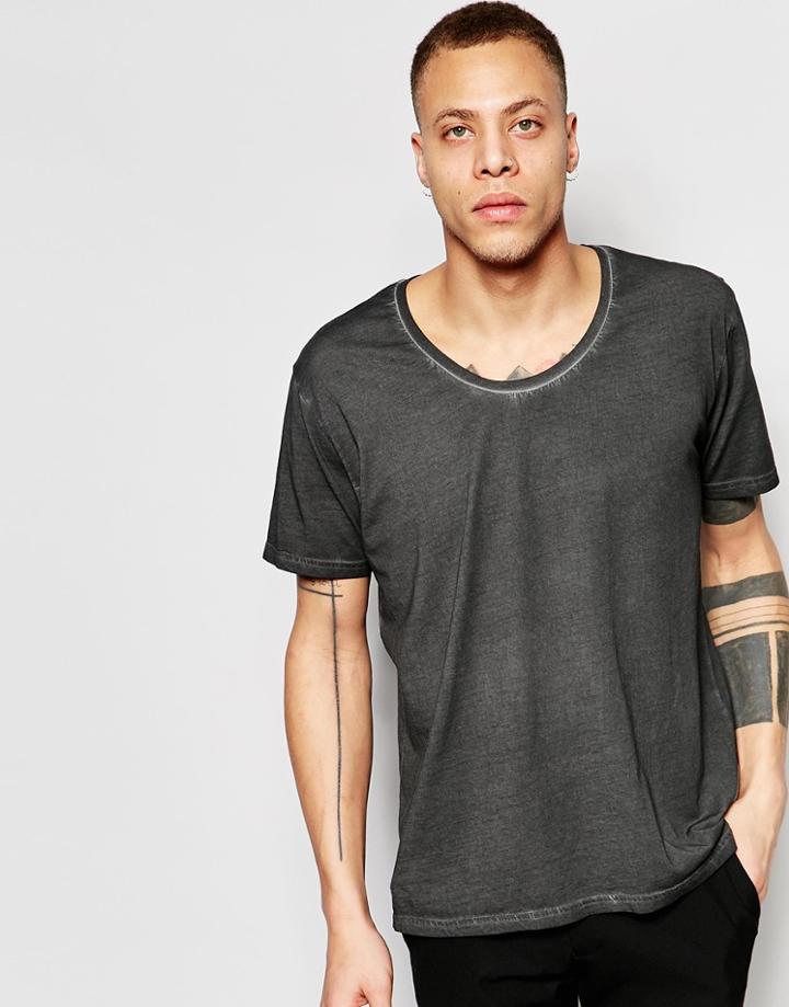 Cheap Monday T-shirt Roar Loose Fit Black Overdye - Moon Black
