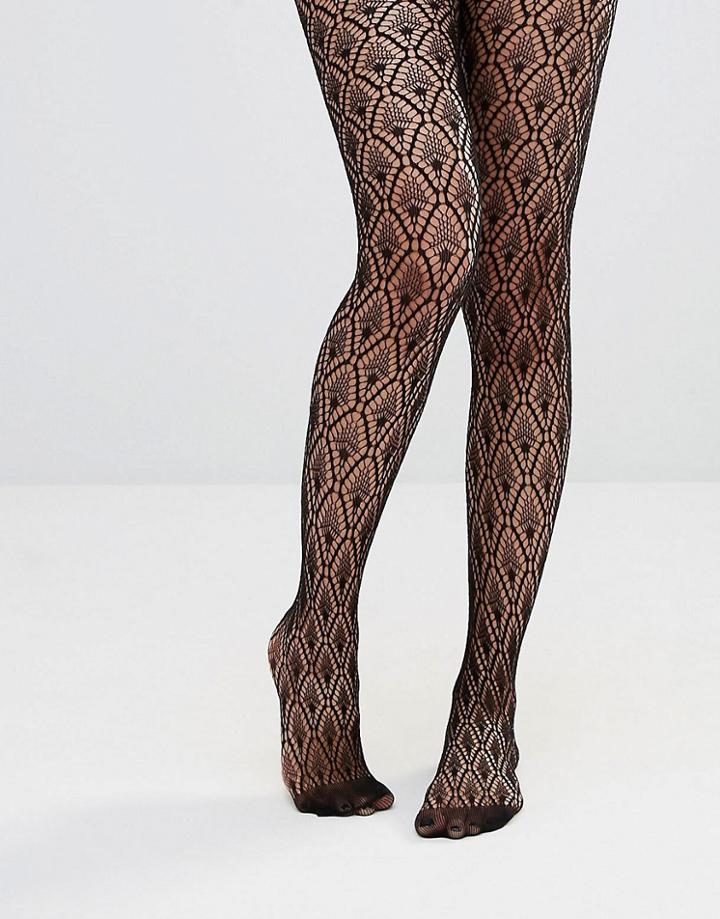Asos Diamond Crochet Fishnet Tights - Black