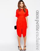 Asos Petite Wiggle Dress With Split Front - Red $81.00