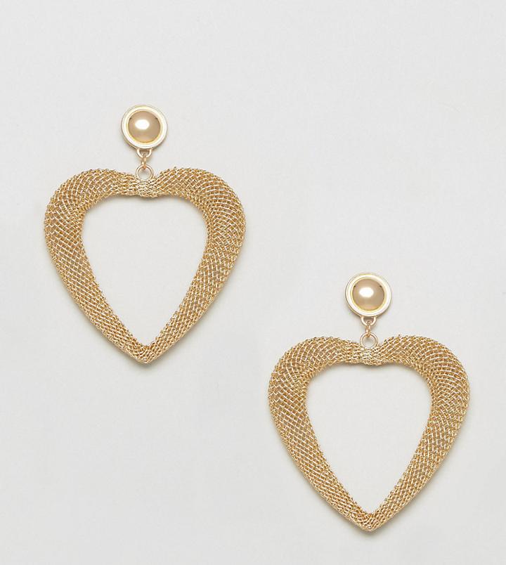 Monki Love Heart Stud Earrings - Gold