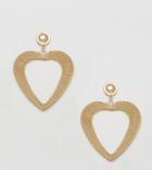 Monki Love Heart Stud Earrings - Gold