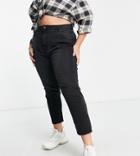 Cotton: On Curve High Rise Mom Jeans In Black