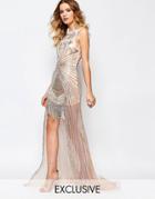 A Star Is Born Allover Luxe Embellished Overlay Maxi Dress With Beaded Hem