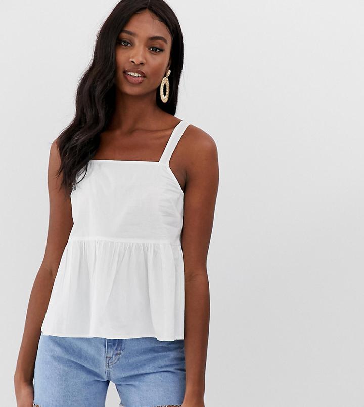 Asos Design Tall Smock Sun Top In Cotton - Cream