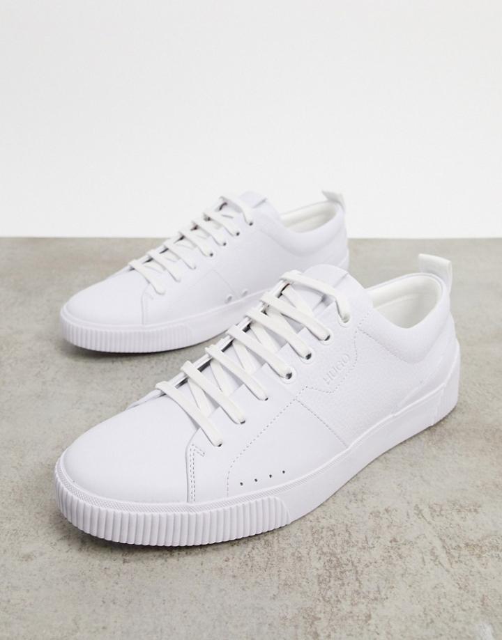 Hugo Zero Tenn Leather Sneakers In White