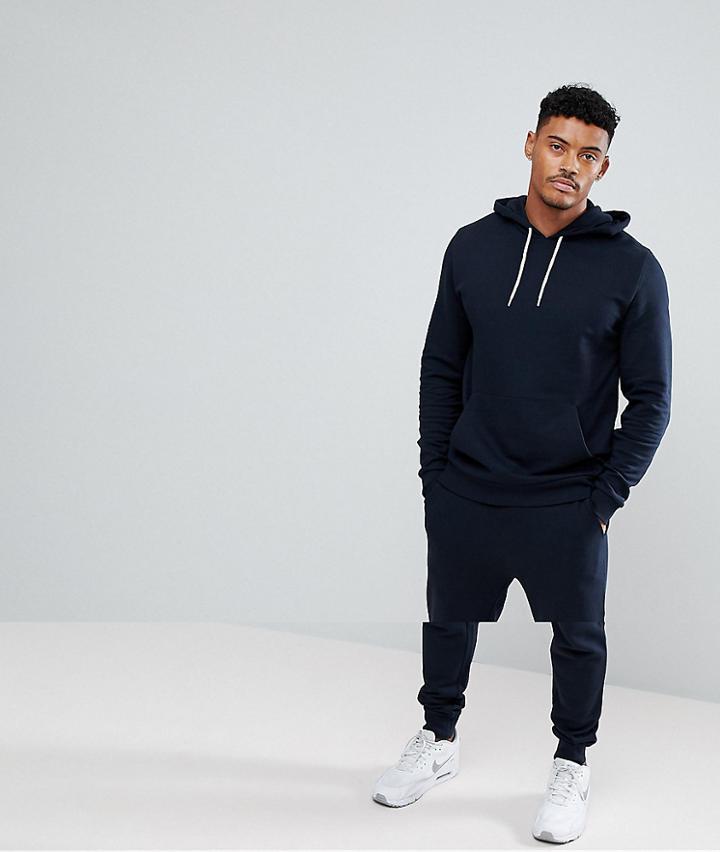 Asos Tracksuit Hoodie/skinny Joggers In Navy - Navy
