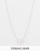 Asos Sterling Silver Two Hearts Necklace - Silver Plated