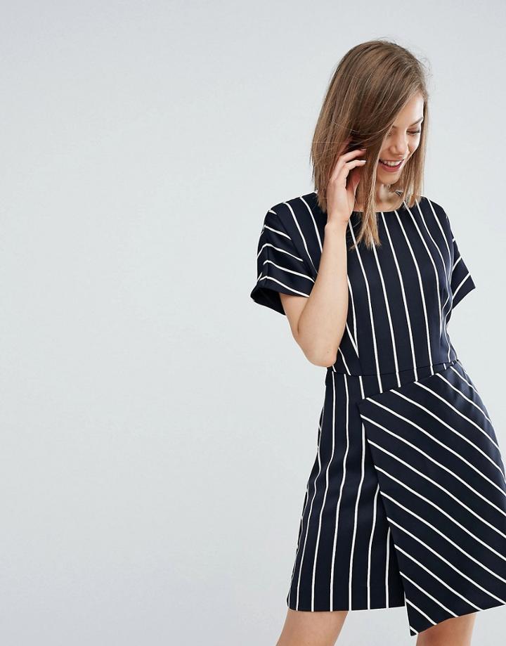 Warehouse Stripe Dress With Wrap Dress - Black