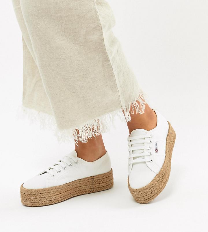 Superga 2790 Espadrille Flatform Sneakers In White - White