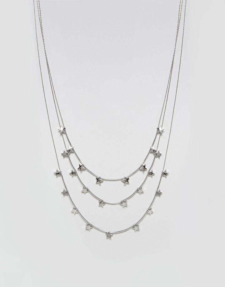Nylon Multirow Necklace - Silver