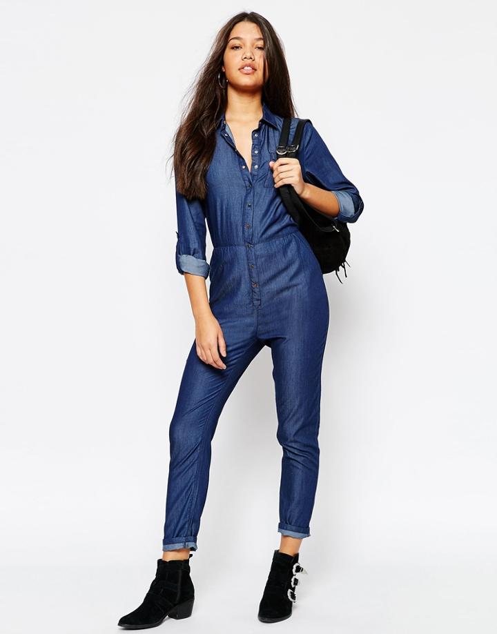 Missguided Denim Jumpsuit - Dark Indigo