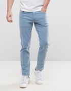 Asos Stretch Slim Ankle Grazer Jeans In Light Blue - Blue