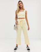 Nobody's Child Wide Leg Pants With Tie Front Detail Two-piece - Yellow