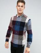 Esprit Shirt In Regular Fit In Bold Check Brushed Cotton - Navy