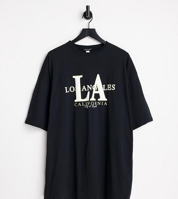 I Saw It First Plus Oversized Motif Tee In Black