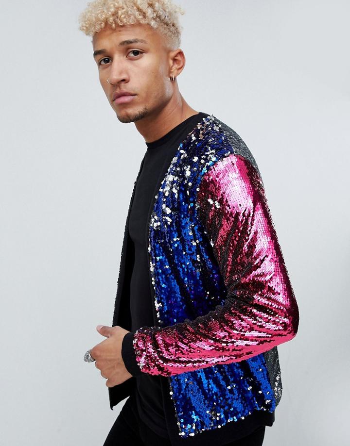 Asos Design Multicoloured Sequin Cardigan - Multi