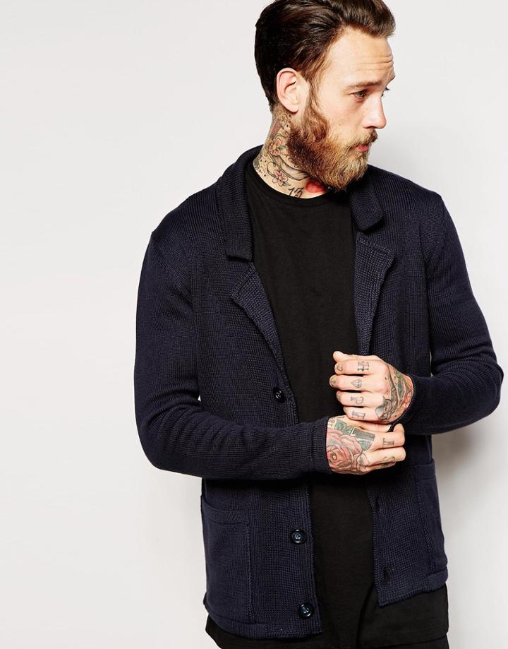 Asos Knitted Blazer - Navy