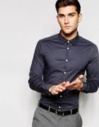 Asos Skinny Shirt In Charcoal With Long Sleeve - Charcoal
