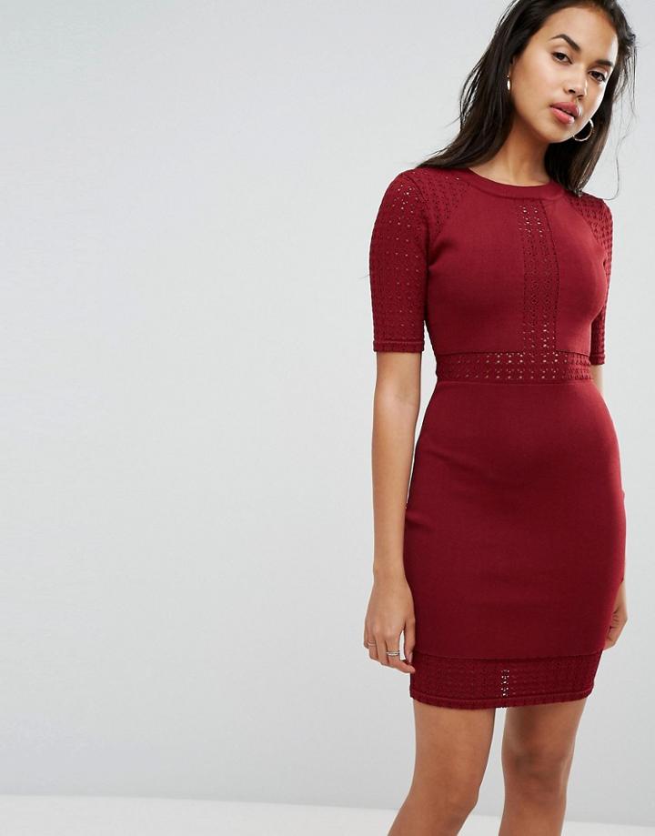 Morgan Detailed Bodycon Mini Dress-red