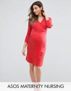 Asos Maternity Nursing Slinky Wrap Mini Dress - Red
