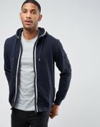 Brave Soul Pique Zip Through Funnel Hood - Navy