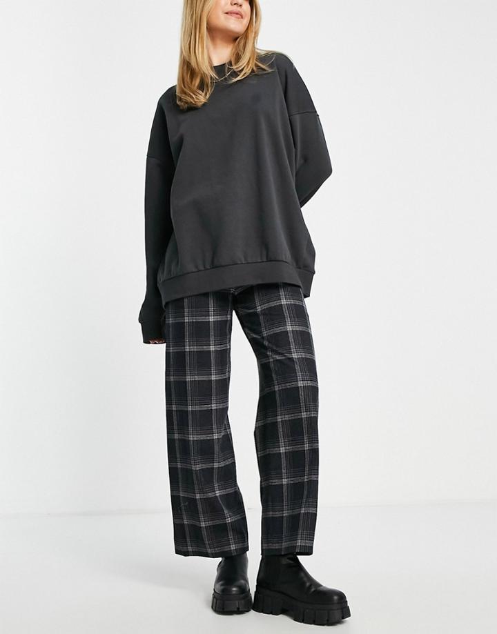 & Other Stories Wide Leg Pants In Gray Check Print