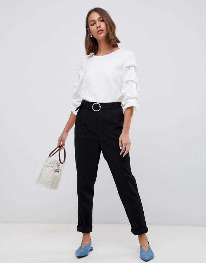 Minimum Belt Detail Peg Pants - Black
