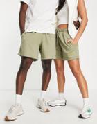 New Balance Unisex Logo Shorts In Olive Green