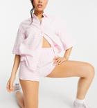 Urban Threads Petite Shorts Set In Pink Gingham