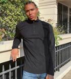 Brave Soul Tall Quarter Zip High Neck Fleece-black