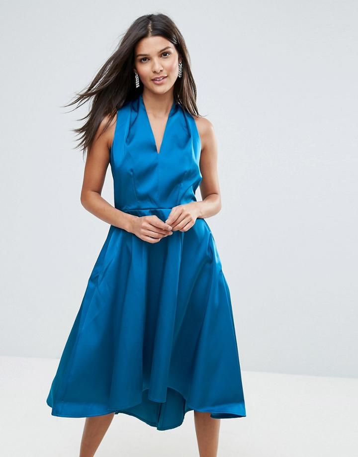 Closet Satin Hi-low Skater Dress - Blue