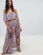 Asos Design Beach Two-piece Maxi Skirt In Mosaic Tile - Multi