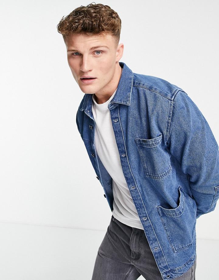 Only & Sons Utility Chalk Denim Jacket In Blue-blues