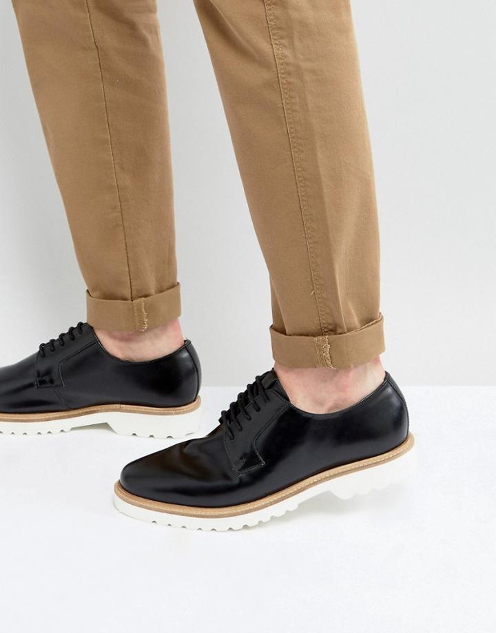 Ben Sherman Hi Shine Derby Shoes In Black Leather - Black