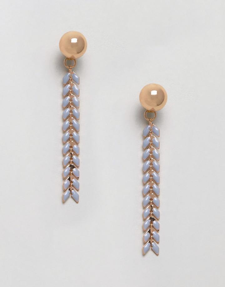 Asos Pretty Vine Strand Front And Back Earrings - Gold