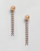 Asos Pretty Vine Strand Front And Back Earrings - Gold