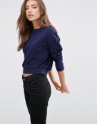 Asos Oversized Cropped Sweatshirt - Navy
