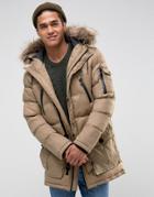 Brave Soul Puffer Parka - Beige