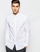 Asos White Cotton Shirt With Button Down Collar In Regular Fit - White
