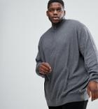Jacamo Plus Fine Knit Sweater In Charcoal With Zip Detail - Gray