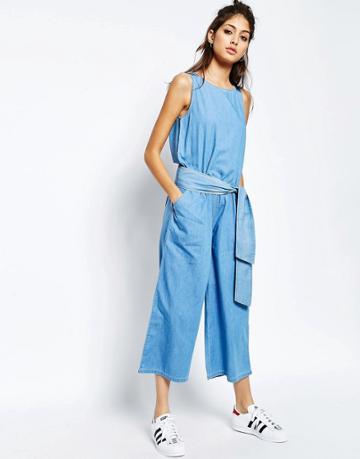 See You Never Tie Front Jumpsuit - Blue
