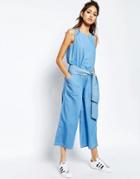 See You Never Tie Front Jumpsuit - Blue