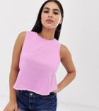 Asos Design Petite Crop Swing Tank With Overlocked Hem In Lilac - Purple