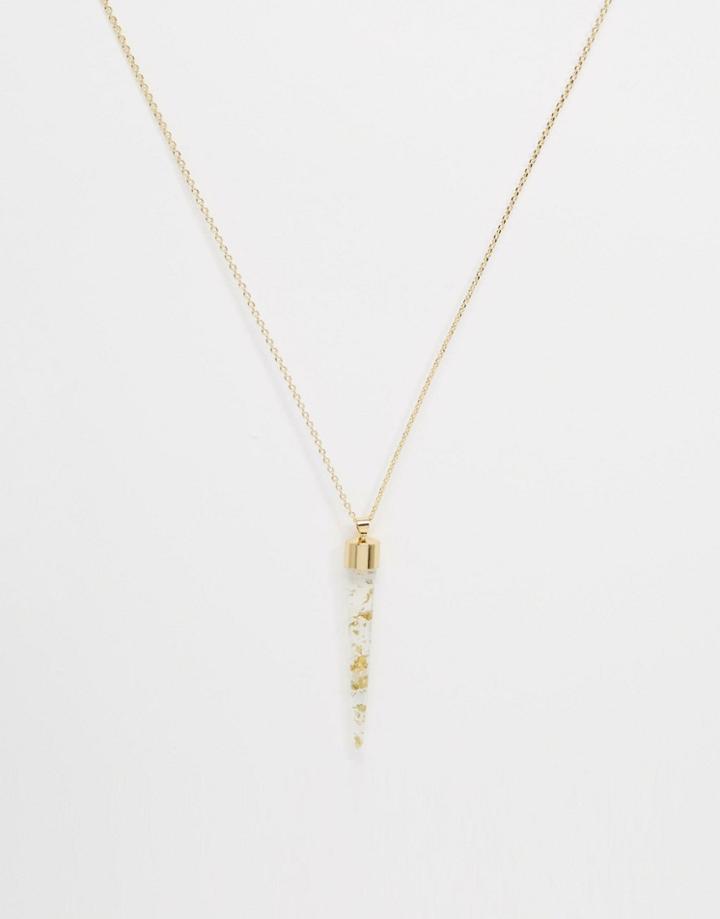 Orelia Gold Leaf Resin Spear Pendant Necklace - Gold