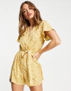 Vero Moda V-neck Romper In Yellow Floral