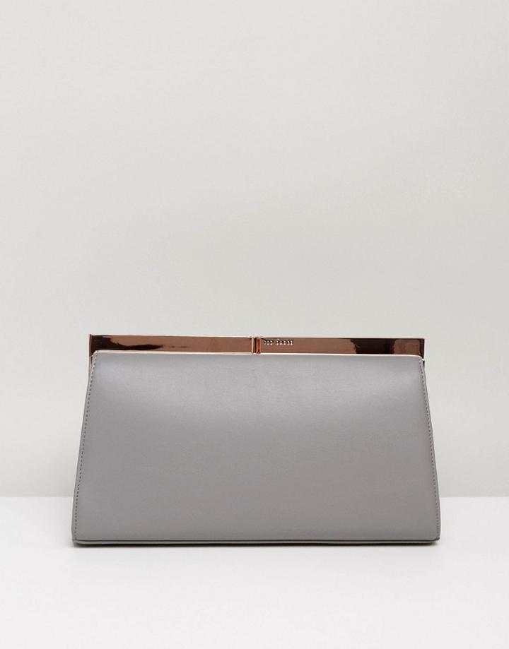 Ted Baker Mesa Metal Frame Detail Clutch Bag - Gray