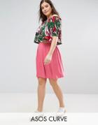 Asos Curve Mini Skater Skirt With Box Pleats - Pink